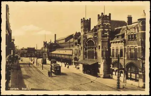 Postkaart Haarlem Bahnhof Station 1929  Holland Niederlande