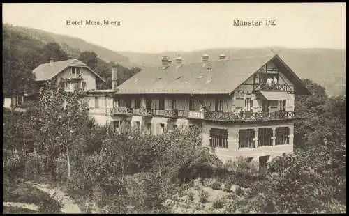 CPA Münster (Elsass) Munster (Haut-Rhin) Hotel Monchberg 1911  Elsaß Hute Rhin