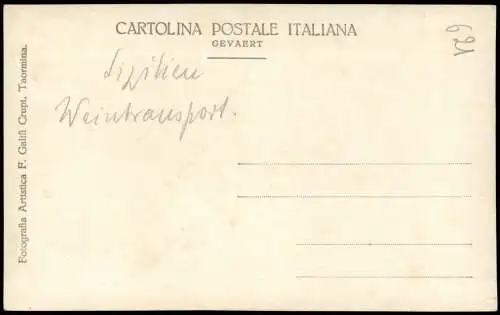 Cartoline Taormina Typen Junge Weintransport Esek 1927  Sizilien Sicilia
