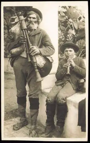 Cartoline Taormina Musiker Typen Trachten 1928  Sicilia Sizilien