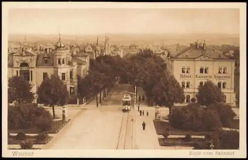 Ansichtskarte Weimar Hôtel Kaiserin Augusta. Blick vom Bahnhof 1924