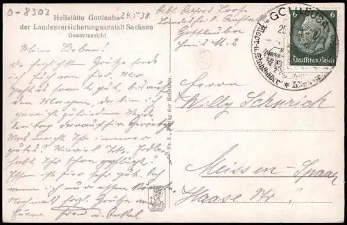 Bad Gottleuba Berggießhübel  Gesamtansicht mit der Heilstatte Gottleba 1938