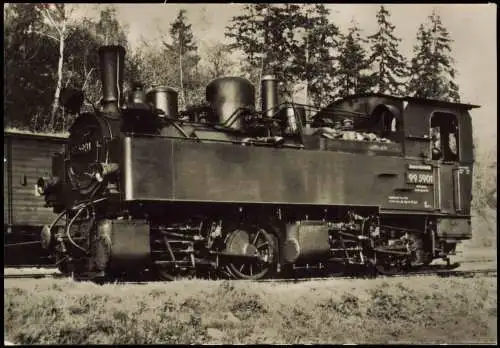 Harz Brockenbahn Eisenbahn Zug Dampf-Lokomotive 99 5901 DDR 1970