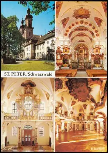 St. Peter  Hochschwarzwald   Mehrbildkarte mit Kirche Orgel und Bibliothek 1994