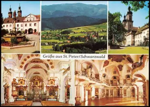 St. Peter Hochschwarzwald   Mehrbildkarte   Kirche, Bibliothek Fernansicht 1990