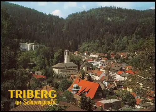 Triberg im Schwarzwald Panorama-Ansicht; Ort im Schwarzwald 1990