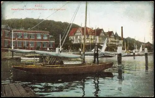 Ansichtskarte Kiel Kaiserlicher Yachtclub Gebäude und Logierhaus 1912