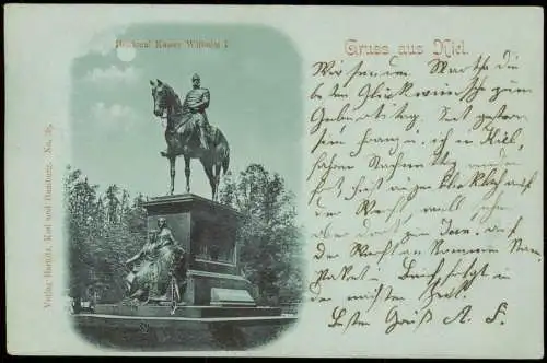 Holtenau-Kiel Holtenå Kaiser Wilhelm Denkmal Mondscheinlitho 1898