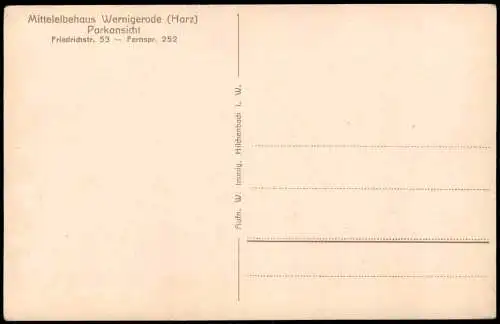 Ansichtskarte Wernigerode Mittelelbehaus Parkansicht Friedrichstrasse 53 1928