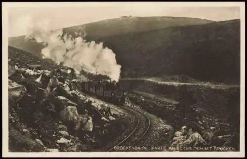 Ansichtskarte Ilsenburg (Harz) Brockenbahn Brocken Dampflok Eckerloch 1935