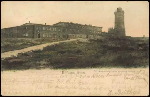 Ansichtskarte Ilsenburg (Harz) Brocken-Hôtel und Turm Brocken Harz 1904