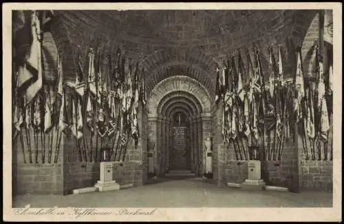 Kelbra Kyffhäuser-Denkmal Ehrenhalle mit Flaggen Fahnen 1930