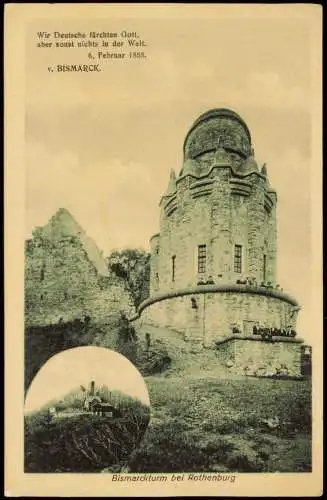 Ansichtskarte Rothenburg Bismarckturm 2 Bild Harz 1918