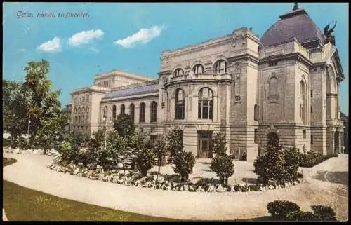 Ansichtskarte Gera Fürstl. Hoftheater - Seitenansicht 1912