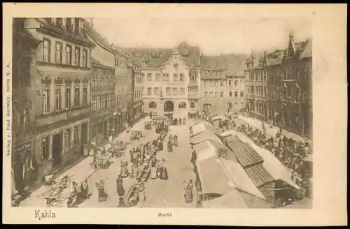 Ansichtskarte Kahla (Thüringen) Marktplatz Markttreiben 1915