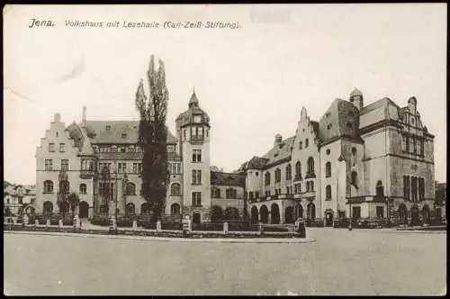 Ansichtskarte Jena Volkshaus mit Lesehalle Carl-Zeiß-Stiftung 1916