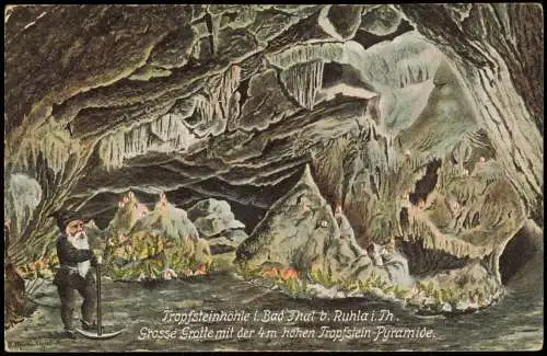 Bad Thal (Thüringen)-Ruhla Tropfsteinhöhle Zwerg Künstlerkarte 1916