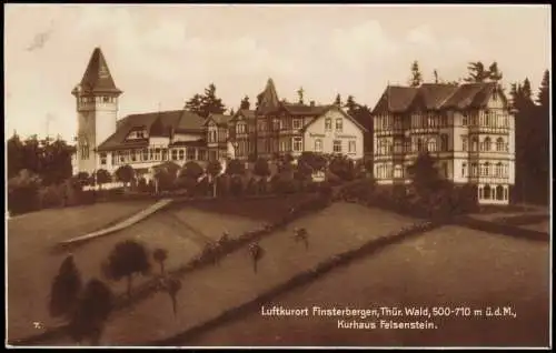 Ansichtskarte Finsterbergen-Friedrichroda Kurhaus Felsenstein. 1929