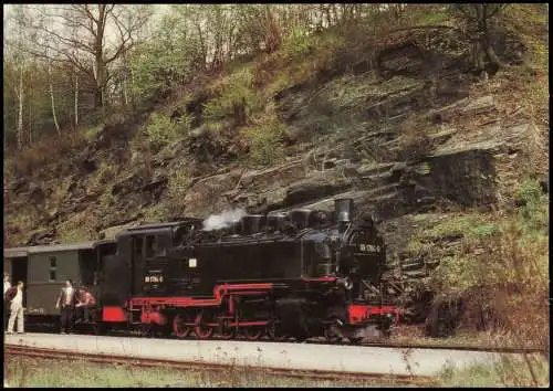 Seifersdorf Dippoldiswalde Personenzug mit Lokomotive 99 1784-0, Bahnhof 1985