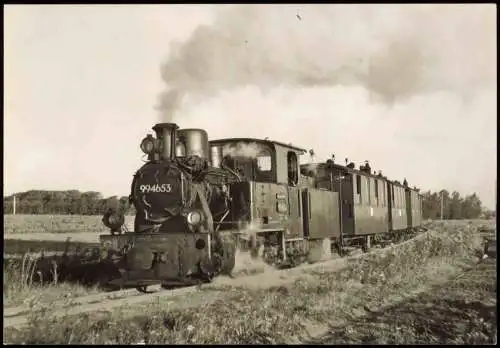 DDR Foto Sammelkarte Thema Dampflokomotive der Kleinbahn auf Rügen 1970