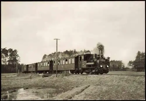 DDR Foto Sammelkarte Thema Dampflokomotive der Schmalspurbahn im Spreewald 1970