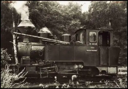 DDR Foto-/Sammelkarte Thema Dampflokomotive der Muskauer Waldeisenbahn 1970