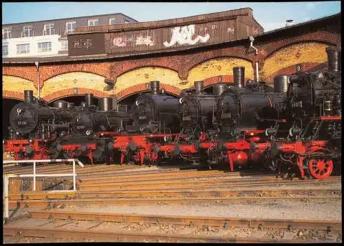 Ansichtskarte  Dampflokomotiven Bahnbetriebswerk Dresden-Altstadt 1998