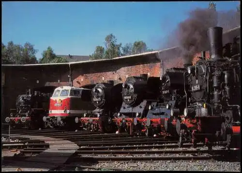 Ansichtskarte  Dampflokomotiven Eisenbahnmuseum Schwarzenberg 2000