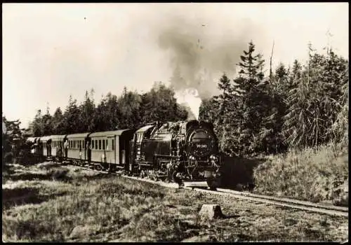 Ansichtskarte  Dampflokomotive Im Harz Eisenbahn Personenzug 1978