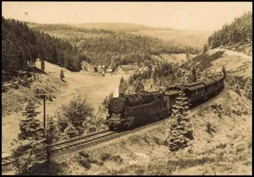 ERNSTTHAL am Rennsteig Im Finsteren Grund Dampflokomotive mit Personenzug 1973