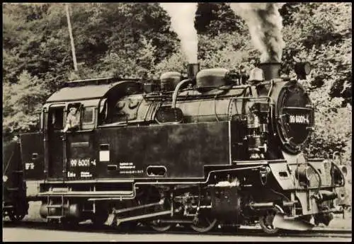 DDR Foto-/Sammelkarte Thema Dampflokomotive Baureihe 99 Schmalspurbahn 1970