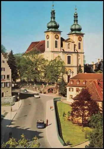 Donaueschingen Bei der Stadtkirche St. Johann, Autos u.a. VW Käfer 1960