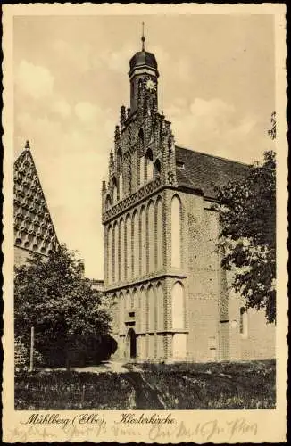 Ansichtskarte Mühlberg Elbe  Klosterkirche 1936  Landpoststempel ü Falkenberg