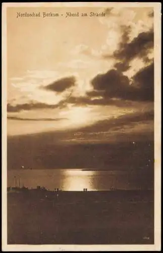 Ansichtskarte Borkum Abend am Strande Stimmungsbild 1912