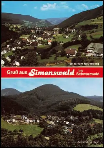 Simonswald Panorama-Ansichten (2-Bild-Karte) Simonswäldertal Schwarzwald 1990