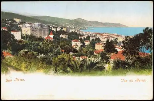 Cartoline San Remo Sanremo Vue du Berigo. 1909  Italien Italia