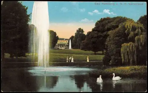 Ansichtskarte Bad Homburg vor der Höhe Kurhausblick. Fontaine 1913