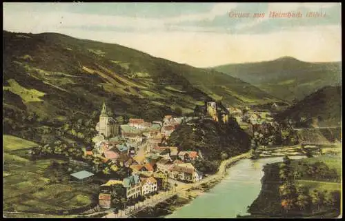 Ansichtskarte Heimbach (Eifel) Blick auf die Stadt Künstlerkarte 1912