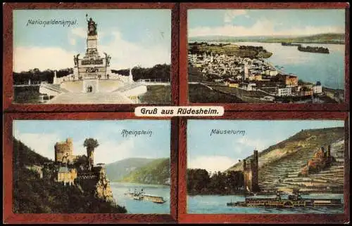 Rüdesheim (Rhein) 4 Bild Nationaldenkmal. Rheinstein. Mäuseturm 1913