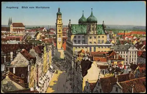 Ansichtskarte Augsburg Panorama-Ansicht Blick vom Moritzturm 1914