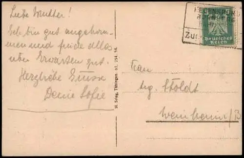 Ansichtskarte Regensburg Dom 1920   gelaufen mit eckigem Bahnpoststempel