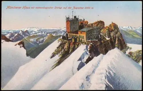 Grainau Münchener Haus mit meteorologischer Station auf der Zugspitze 1910