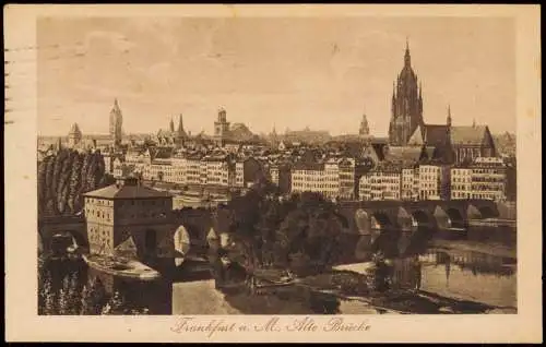 Ansichtskarte Frankfurt am Main Panorama-Ansicht, Alte Brücke 1921