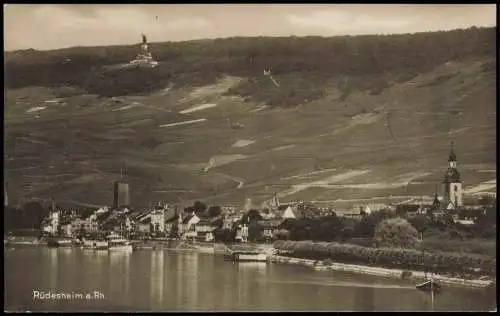 Ansichtskarte Rüdesheim (Rhein) Panorama-Ansicht vom Rhein aus 1928