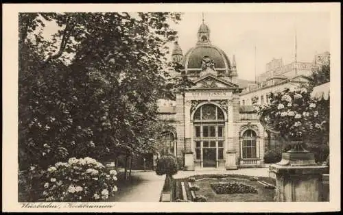 Ansichtskarte Wiesbaden Partie am Kochbrunnen 1920