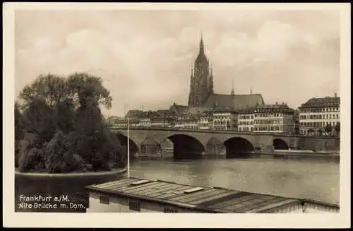 Frankfurt am Main Panorama-Ansicht mit Alte Brücke Blick zum Dom 1940