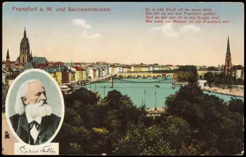 Ansichtskarte Frankfurt am Main Panorama-Ansicht, Main, Sachsenhausen 1917