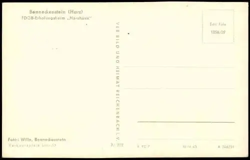 Benneckenstein FDGB-Erholungsheim "Harzhaus" verschneit im Winter 1959