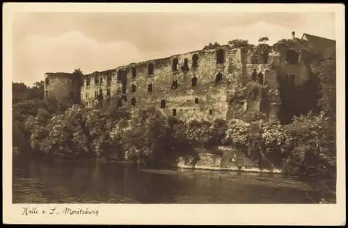 Ansichtskarte Halle (Saale) Partie an der Ruine Moritzburg 1950