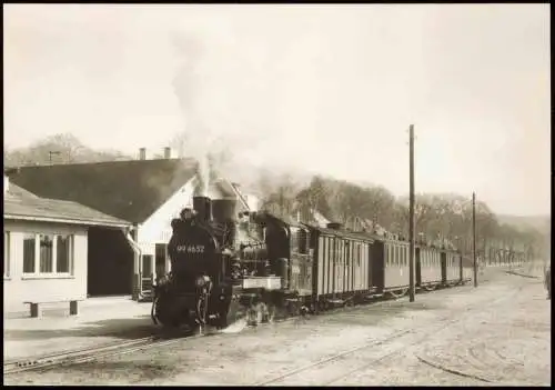 Binz (Rügen) Einfahrt Schmalspurbahn Putbus-Göhren im Bf. Binz-Ost 1974/1985